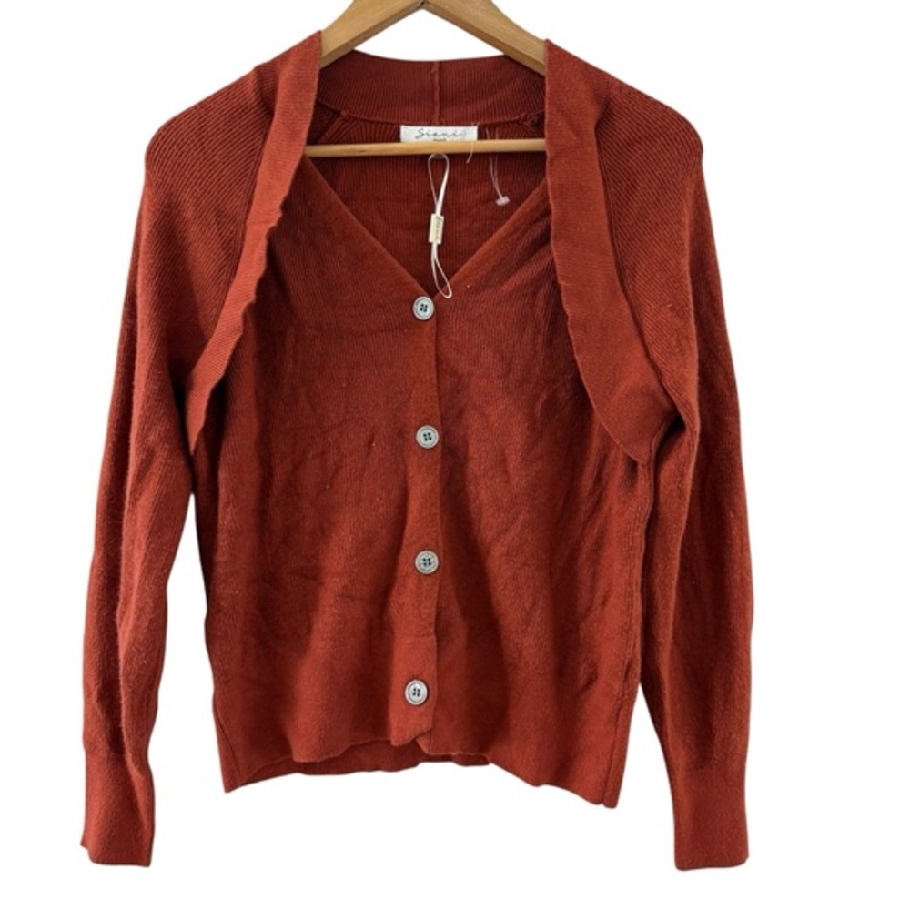 Sioni Milano Button Up Cardigan Rust Color Size Medium
